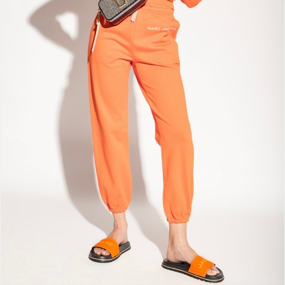 MARC JACOBS Dragon Fire 'The Slide' Logo Print Ridged Flat Sandals Slides Shoes - Picture 5 of 9